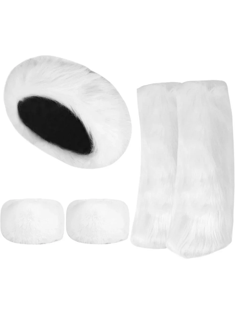 Cozy Fuzzy Fur Leg Warmers Set - 3 Pcs Winter Boot Cuffs & Headband for Women